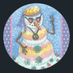 Adesivo Redondo GROOVY SNOWMAN, SINAL DE PAZ CHRISTMAS STICKER Rnd<br><div class="desc">ESSES FORAM OS DIAS DE ENERGIA FLUVIAL,  TIE DYED ESTAVA DENTRO E O SINAL DE PAZ. ADICIONAR UM POUCO DE AMOR COM ESSAS ESPÉCIES DE NEVE BRUTAS,  Bolinhas redondas,  azuis e cor-de-rosa... ...  Procure Por Quebra Correspondente,  Papel Tecido,  Fita,  Etiquetas De Presente E Muito Mais. Susan Brack Design</div>