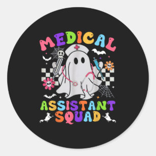 Adesivo Redondo Groovy Spooky Medical Istant Squad Cute Halloween