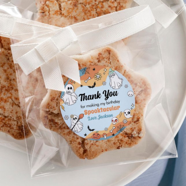 Adesivo Redondo Groovy Spooky One Ghost Party Labels (Criador carregado)