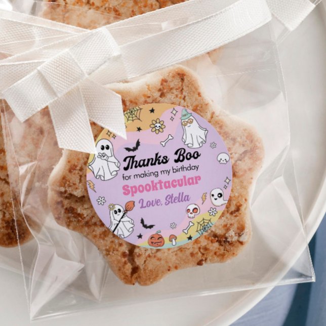 Adesivo Redondo Groovy Spooky One Ghost Party Labels (Criador carregado)