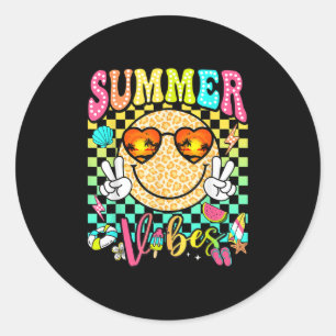 Adesivo Redondo Groovy Summer Vibes Meninas Meninas Summer Beach V
