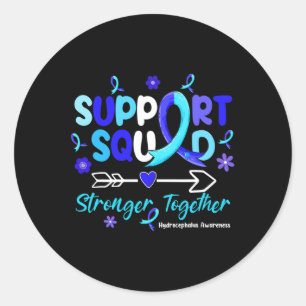 Adesivo Redondo Groovy Support Squad Blue Ribbon Hydrocephalus Awa
