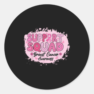 Adesivo Redondo Groovy Support Squad Breast Cancer Awarness Pink