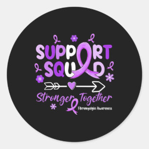 Adesivo Redondo Groovy Support Squad Purple Ribbon Fibromialgia Aw