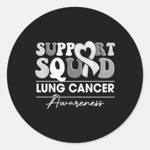 Adesivo Redondo Groovy Support Squad White Ribbon Lung Cancer Awar