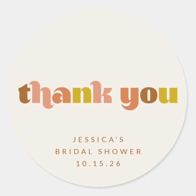 Adesivo Redondo Groovy Terracotta Peachy Retro Text Banho Personal (Frente)