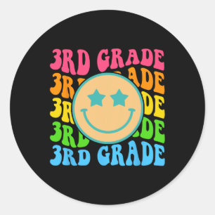 Adesivo Redondo Groovy Third Grade Vibes Enfrenta Professores Retr