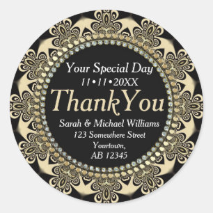 Adesivo Redondo Groovy Tribal Flower Obrigado Stickers