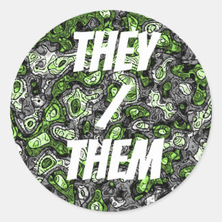 Adesivo Redondo Groovy Trippy Grungy Funky Abstrato Agender Pride