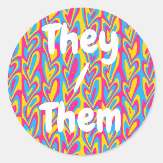 Adesivo Redondo Groovy Trippy Squiggly Quirky Pansexual Pride