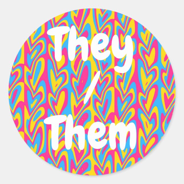 Adesivo Redondo Groovy Trippy Squiggly Quirky Pansexual Pride (Frente)