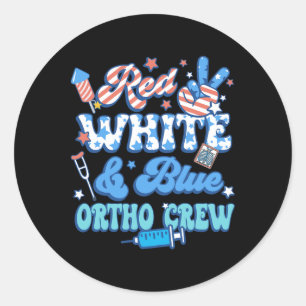 Adesivo Redondo Groovy Vermelho Branco Azul Ortho Crew Ortho Enfer