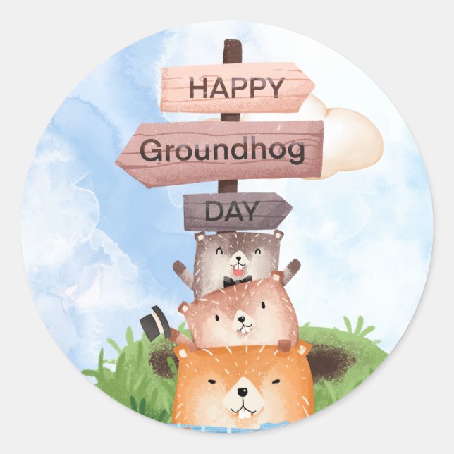 Adesivo Redondo Groundhog (Frente)