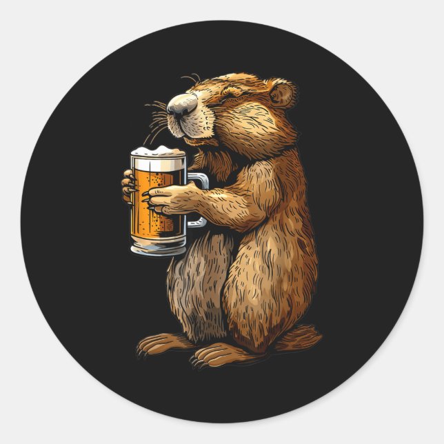 Adesivo Redondo Groundhog Beer  (Frente)