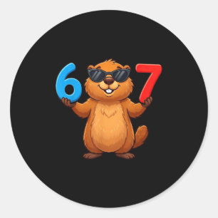 Adesivo Redondo Groundhog Seis Sete Gotejamento 67 Meme Engraçado