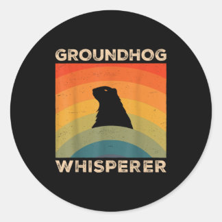 Adesivo Redondo Groundhog Whisperer Retro Vintage Woodchuck Animal