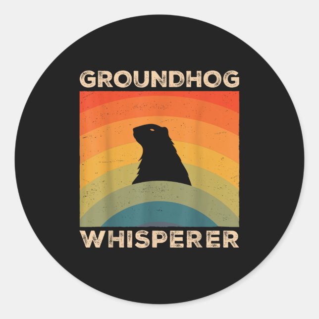 Adesivo Redondo Groundhog Whisperer Retro Vintage Woodchuck Animal (Frente)