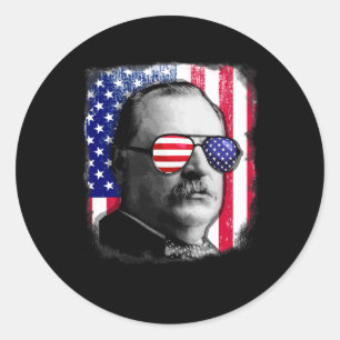 Adesivo Redondo Grover Cleveland, Bandeira Dos Eua, 4 De Julho