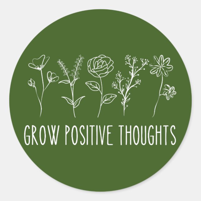 Adesivo Redondo Grow Positive Thoughts Aesthetic  (Frente)