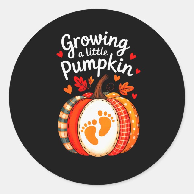 Adesivo Redondo Growing A Little Pumpkin Maternity Pregnancy Thank (Frente)