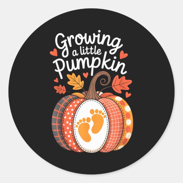 Adesivo Redondo Growing A Little Pumpkin Maternity Pregnancy Thank (Frente)