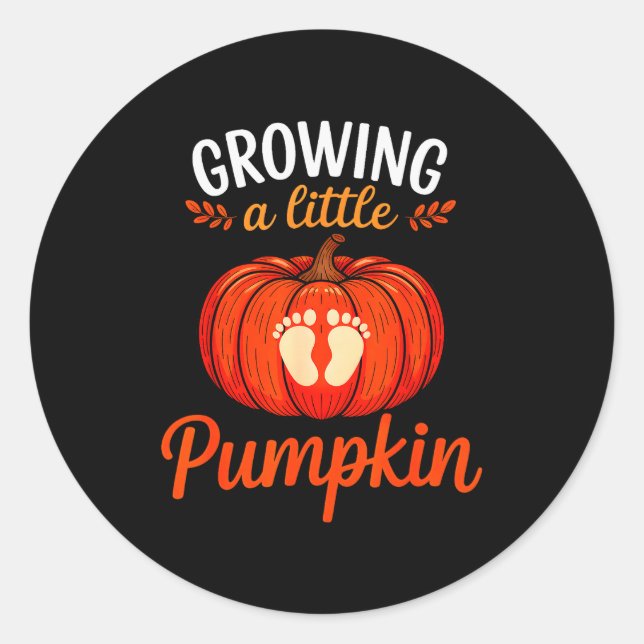 Adesivo Redondo Growing A Little Pumpkin Pregnancy Thanksgiving Ma (Frente)