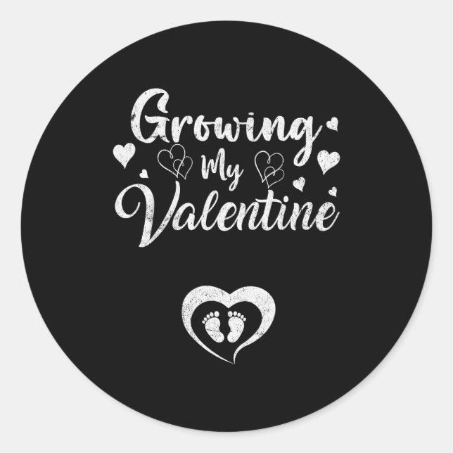 Adesivo Redondo Growing My Valentine Pregnancy New Mom Valentines  (Frente)