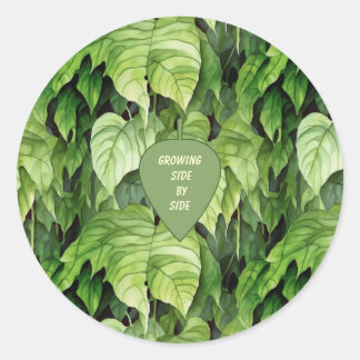 Adesivo Redondo Growing Side by Side Green Leaf