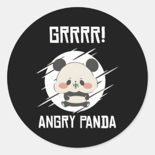 Adesivo Redondo Grrr Angry Pandas Wild Panda Bamboo