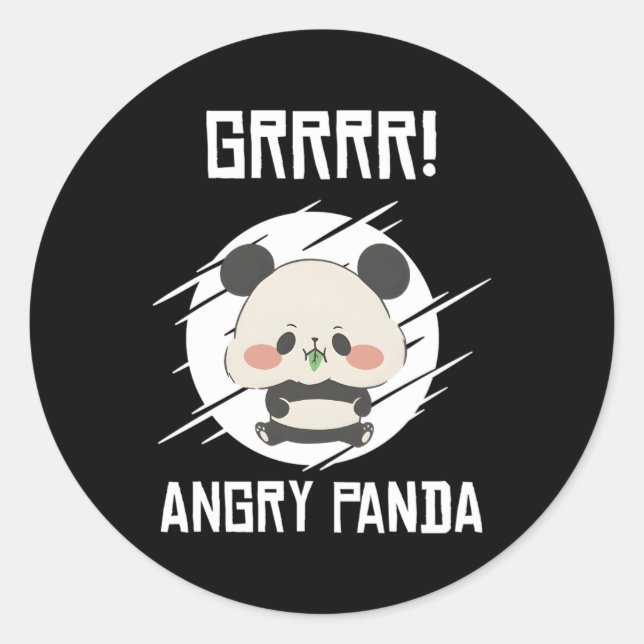 Adesivo Redondo Grrr Angry Pandas Wild Panda Bamboo (Frente)