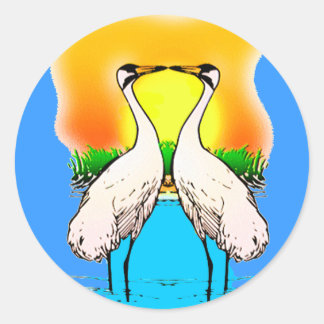 Adesivo Redondo Gruas Brancas Apaixonadas
