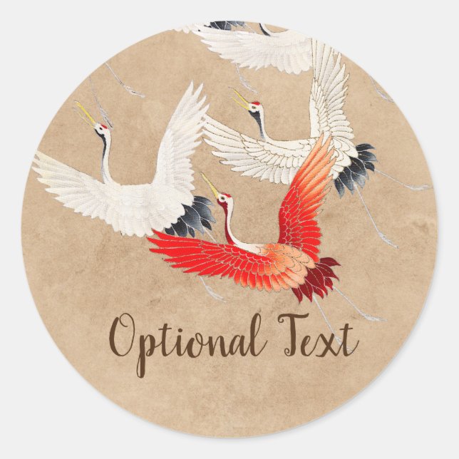 Adesivo Redondo Gruas voadoras japonesas (Frente)