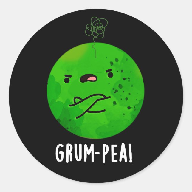 Adesivo Redondo Grum-pea Funny Veggie Pun Dark BG (Frente)