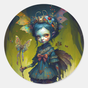 Adesivo Redondo Grumpy Fairy Pixie Fantasy Art