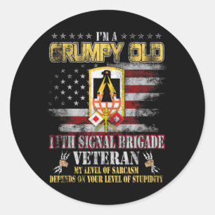 Adesivo Redondo Grumpy Old 11 Signal Brigade Veteran U Flag Vet