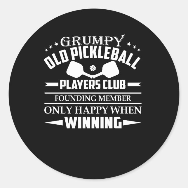 Adesivo Redondo Grumpy Old Pickleball Players Club Happy (Frente)