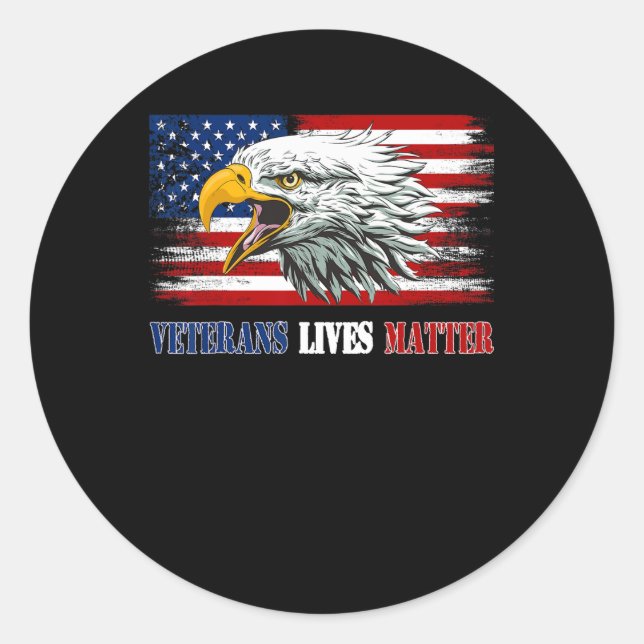 Adesivo Redondo Grumpy Old Veteran American Eagle Flag Veterans Li (Frente)