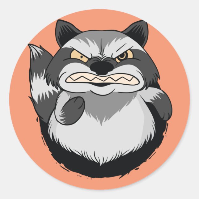 Adesivo Redondo Grumpy Raccoon (Frente)