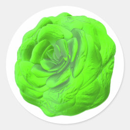 Adesivo Redondo Grüne Rosenblüte – Florales 3D-Design -