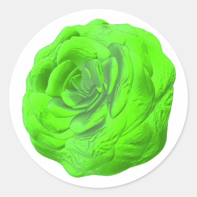 Adesivo Redondo Grüne Rosenblüte – Florales 3D-Design -  (Frente)