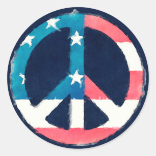 Adesivo Redondo Grunge americano do sinal de paz