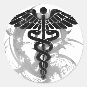 Adesivo Redondo Grunge caduceus