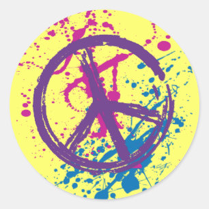 ADESIVO REDONDO GRUNGE E SINAL DE PAZ DO SPLATTER