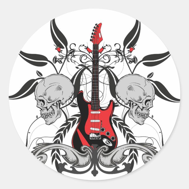 Adesivo Redondo Grunge Guitar (Frente)