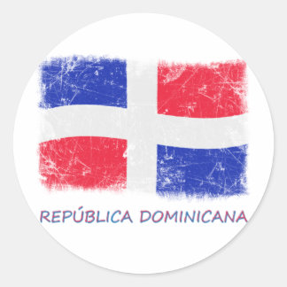 Adesivo Redondo Grunge República Dominicana Flag