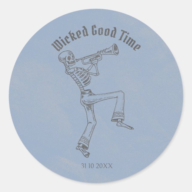 Adesivo Redondo Grunge Retro Black Halloween Party (Frente)