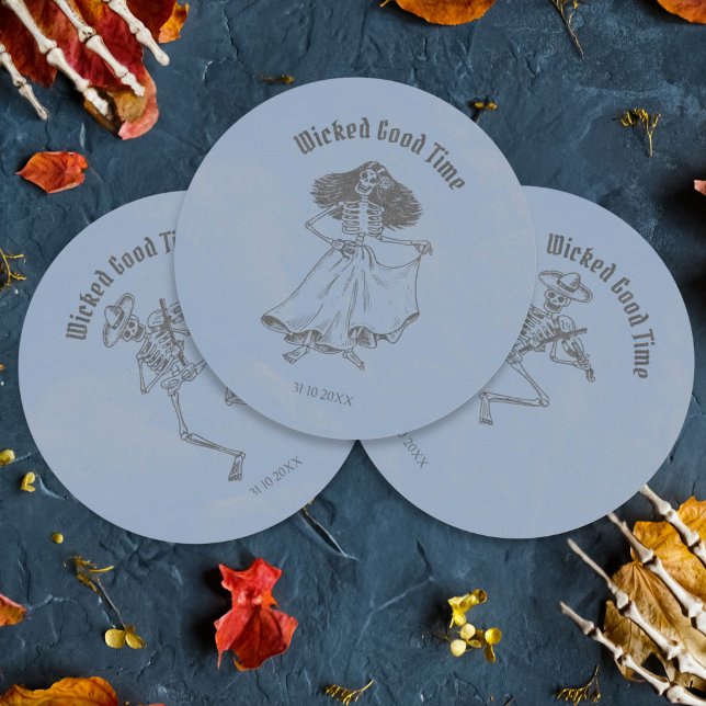 Adesivo Redondo Grunge Retro Black Halloween Party (Criador carregado)