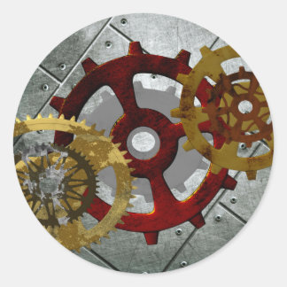 Adesivo Redondo Grunge Steampunk Clocks e Gears