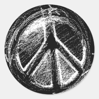 Adesivo Redondo Grunge Urban Peace Sign Sketch