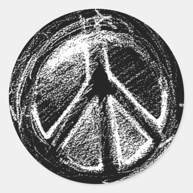 Adesivo Redondo Grunge Urban Peace Sign Sketch (Frente)